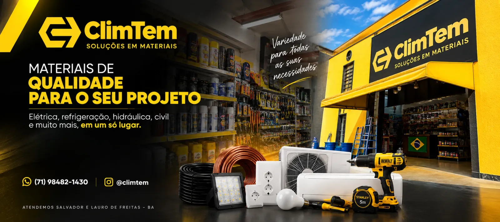 ClimTem: materiais de qualidade para o seu projeto, elétrica, refrigeração, hidráulica e civil em um só lugar